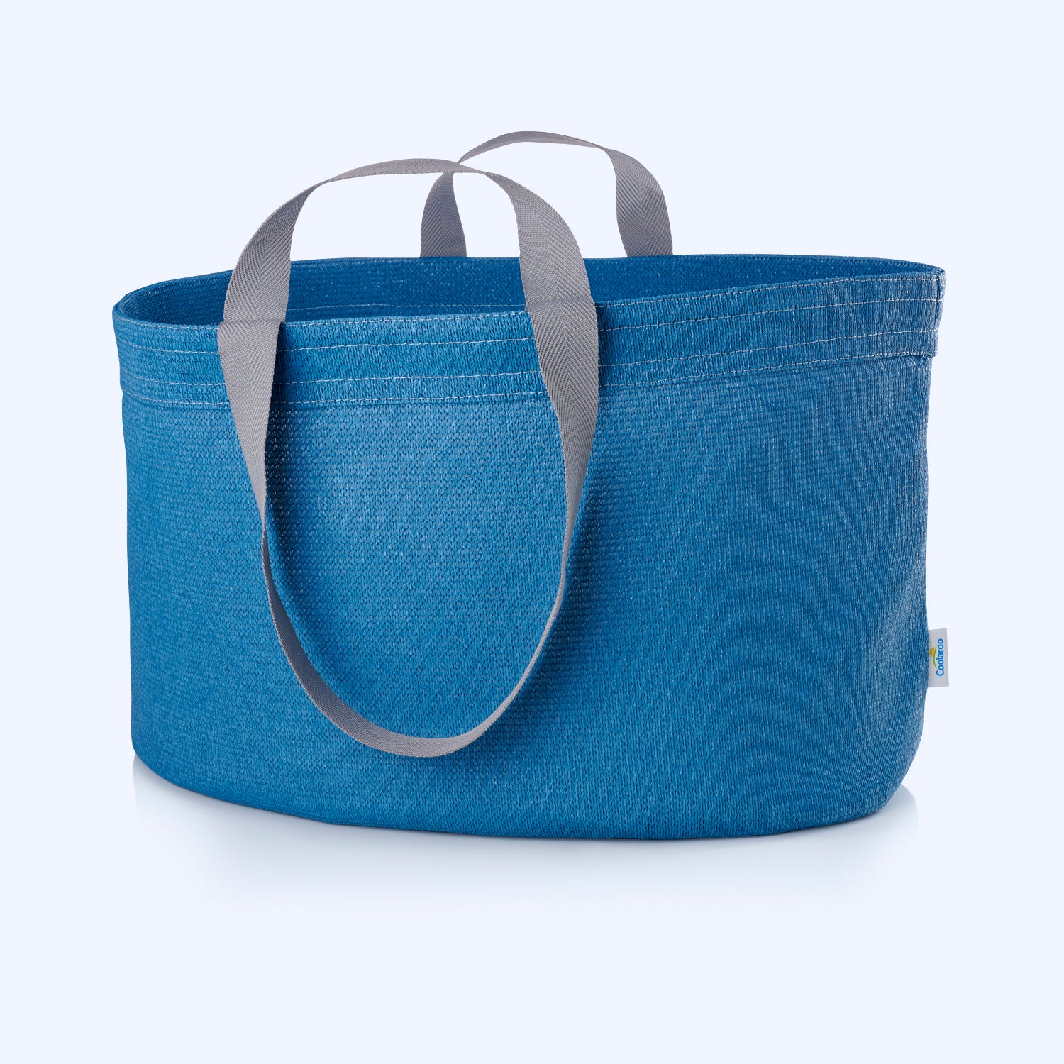 Braided Handle Denim Tote Bag - Light Blue
